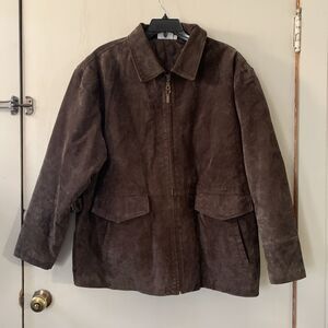 Made Exclusively for HBO Suede Leather Jacket Mens Size XXL 2XL Brown Zip Up Use